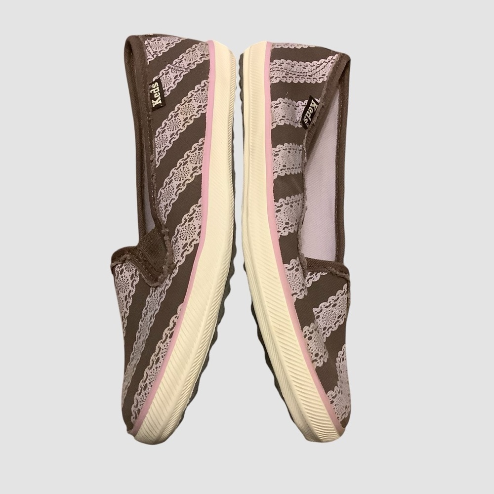 Keds Brown and Pink Flats with Striped Lace Print Design/ Size 6.5 - Picture 7 of 13